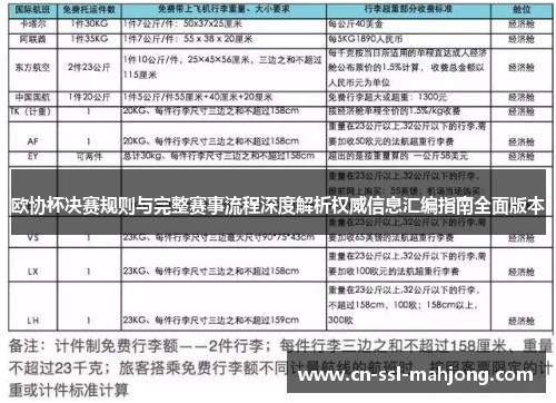 欧协杯决赛规则与完整赛事流程深度解析权威信息汇编指南全面版本