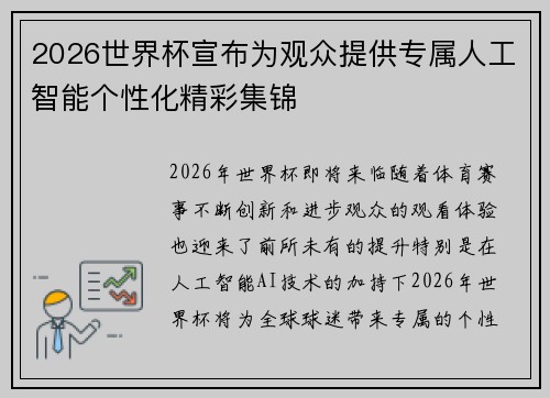 2026世界杯宣布为观众提供专属人工智能个性化精彩集锦